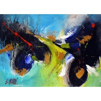 S. M. Naqvi, Acrylic on Canvas, 10  x 14 Inch, Abstract Painting, AC-SMN-030